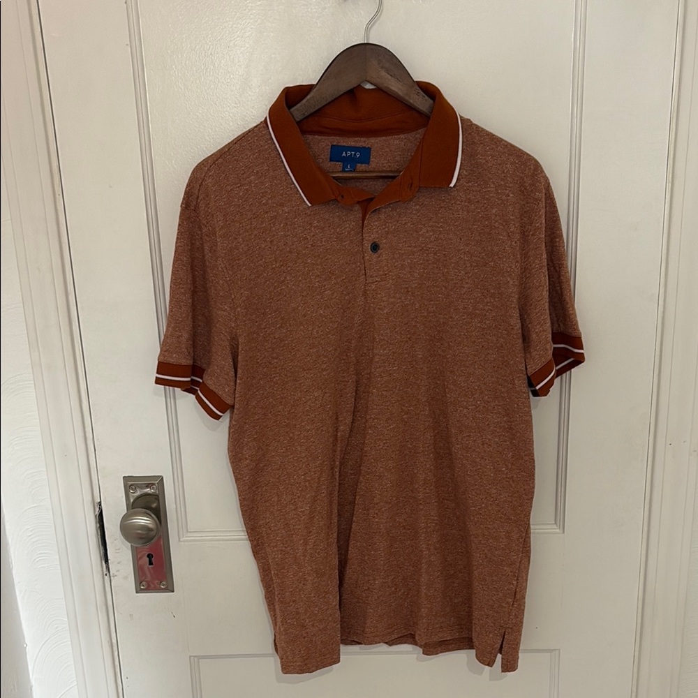 Apt. 9 Dark Orange Polo Shirt Classic Fit Short Sleeve